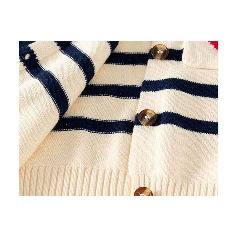 Vexan Striped Heart Cardigan for Female